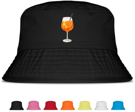 Prozente Momente Spritz Glas - Fischerhut - Lustiger Fischerhut – Der perfekte Sonnenhut für Herren & Damen – Ideal als Malle-Outfit, Party-Accessoire & Festival-Eimerhut für den Strand