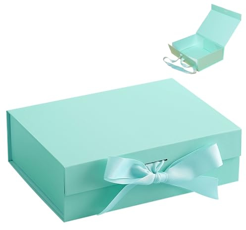Geschenkbox Geburtstag, Faltbare Geschenkbox, Jubiläum Geschenkkarton Set mit Deckel, Magnetische Geschenkboxen für Hochzeit Geburtstag Weihnachten Jubiläum, Valentinstag, 23 x 17 x 7cm, Grün