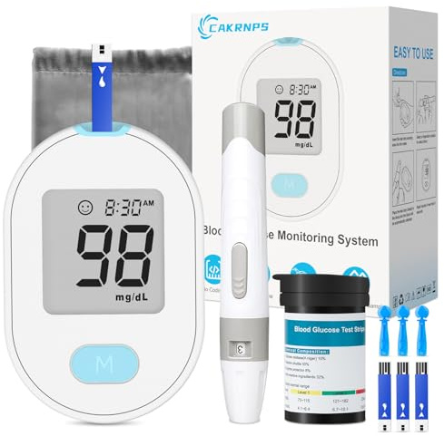 Blood Glucose Monitor Kit, Blood Sugar Testing kit with 50 Blood Sugar Test Strips, 50 Painless 33G Lancets, 1 Blood Glucose Meter, 1 Lancing Device, Medical Accuracy, 5-Second Results, No Coding & Auto Eject, Glucometer Kit for Diabetes Testing for Home/Travel Use