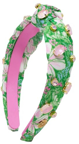 Lilly Pulitzer Small Embellished Slim Knot Headband for Girls, Colorful Knotted Headband, Cute Hair Accessories (Poppyland Home)