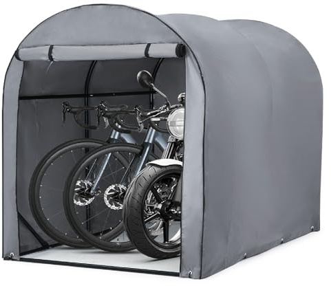 Fahrradunterstand 120*176*163 cm, 420D Oxford-Gewebe, PVC-Beschichtet, Wasserdicht Und Strapazierfähig, Allwetterunterstand Für Gärten, Hinterhöfe, Fahrräder, Motorräder Und Werkzeuglagerung, Grau