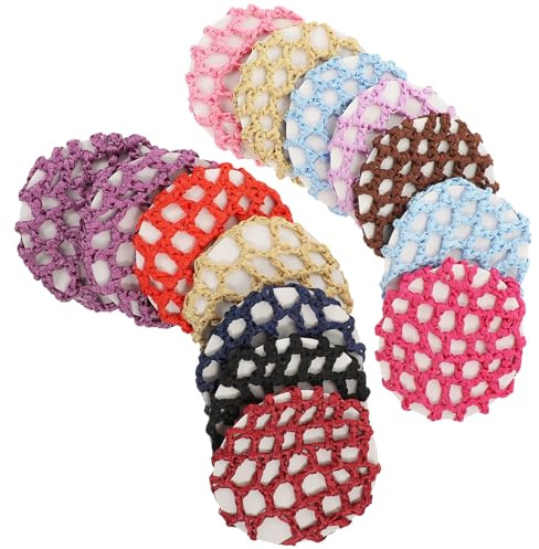 Artibetter Lot de 14 Filets à Cheveux Professionnels en Crochet, Filet à Chignon Réutilisable, Couleurs Assorties, Accessoires pour Danseuses, Hôtesses et Couleur Aléatoire Plusieurs styles