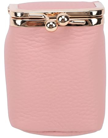 Sonew Étui à Rouge à Lèvres en Cuir, Pochette Cosmétique à Serrure en Métal Vintage avec Miroir intégré, pour Femmes Organisateur de Maquillage de Voyage Porte-Carte de Crédit Cadeau (Pink)