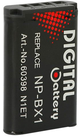 Akku kompatibel mit Sony DSC-H400, DSC-HX50, DSC-HX50V, DSC-HX60, DSC-HX60V, DSC-HX300, DSC-HX400, DSC-HX400V, DSC-RX1, DSC-RX1R, DSC-RX100, DSC-RX100 II, DSC-RX100 III, DSC-WX300, DSC-WX350, Action-Cam HDR-AS15, HDR-AS30V, HDR-AS100VR, MV1 Musik-Videorecorder HDR-MV1 - Ersatz ACCU NP-BX1 mit 1000mAh Li-ion