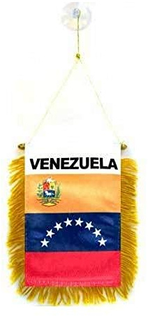 AZ FLAG Bandera de Coche Venezuela 15x10 cm Poliéster 100D Ventosa | Uso exterior Enseña para coche venezuelana acabado cosido resistente al exterior