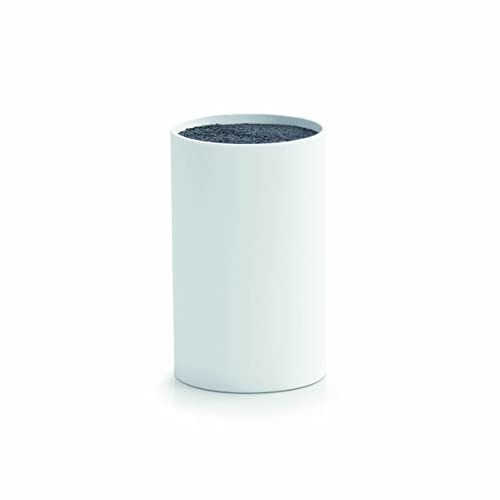 Zeller 24916 - Soporte para cuchillos con interior de cerdas (plástico, ø 11 x 18 cm), color blanco