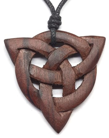 Drachensilber Keltische Halskette Holz Taliesin Kettenanhänger inkl Band längenverstellbar – 100% Handarbeit Anhänger Kelten Kette Holzschmuck – keltischer Knoten Unendlichkeit Schmuck Damen Herren