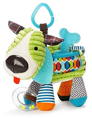 Skip Hop Bandana Buddies Baby Activity and Teething Toy with Multi-Sensory Rattle and Textures, Puppy