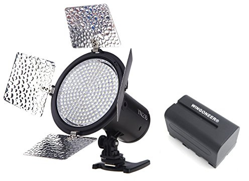 Yongnuo YN-216 YN216 Pro LED-Videoleuchte 3200K-5500K Farbtemperatur für Canon Nikon DSLR-Kamera DV und Camcorder mit WINGONEER NP-F750 Akku und Ladegerät