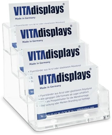 TAYMAR Visitenkartenhalter, Visitenkartenständer, Visitenkartenaufsteller, 4 Etagen, transparent