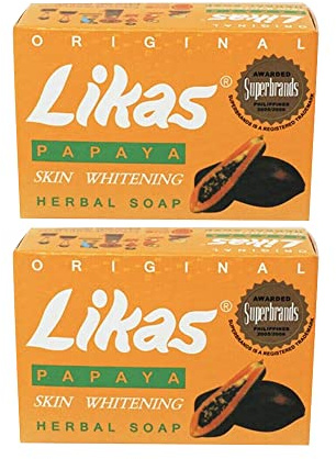 Likas Jabón vegetal original blanqueador de la piel de papaya - la tez se vuelve clara y sin acné, 2x