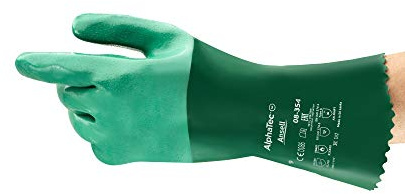 Ansell AlphaTec 08-354 Chemikalien Schutzhandschuhe, Neoprenhandschuh, Flüssigkeitsschutz, Chemische Belastbarkeit, Chemie-Arbeitshandschuhe Damen Herren, Grün, Größe M (12 Paar)
