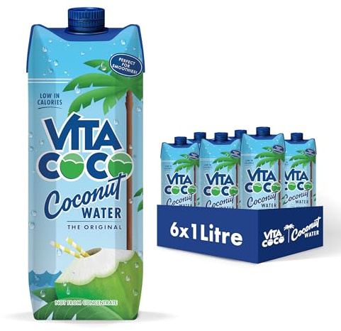 Vita Coco Original Coconut Water Multipack 1L x 6, Gluten Free, Full Of Vitamin C, Good Source Of Potassium, Low-Calorie Drink, Thirst Quenching Refreshment