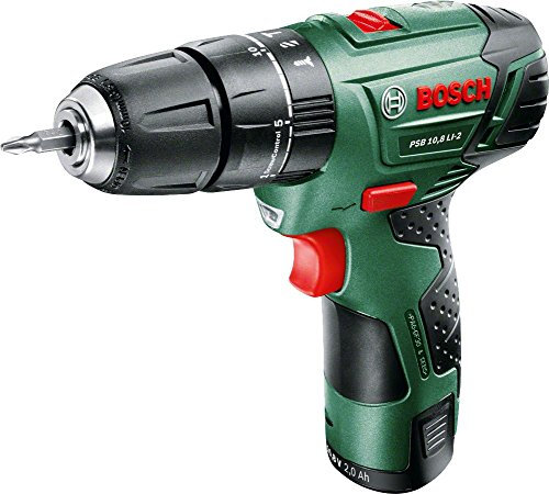Bosch 603983972 PSB 10.8 LI-2 Cordless Lithium-Ion Hammer Drill Driver Featuring Syneon Chip (1 x 10.8 V Battery, 2.0 Ah)