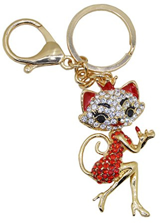 Schlüsselanhänger Fuchs Metall Bling Kristalle Strass Schlüsselanhänger für Handtaschen (rot)