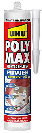 UHU POLY MAX POWER Montagekleber transparent, Kartusche 300g