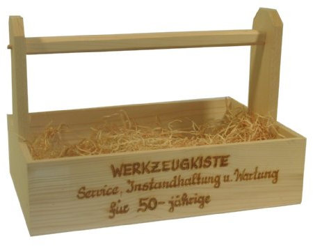 Werkzeugkiste mit Brandschrift !