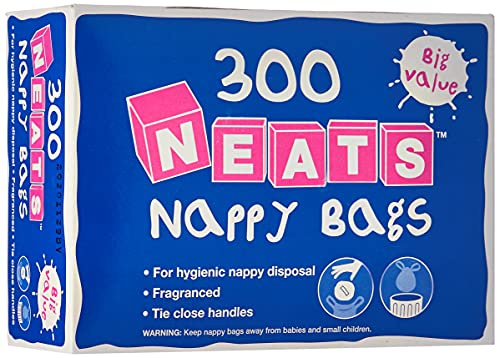 Neats - Nappy Bags, 300 Bulk Box, Tie Handle Disposable Sacks for Nappies, Wipes & Diapers, Fresh Fragrance