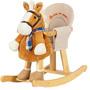 Sweety Toys 7066 Schaukeltier Schaukelpferd mit Halstuch orange-braun - 2 in1 Produkt- Schaukelpferd und Handpuppe