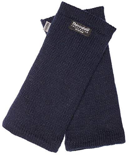 EEM Damen Strickhandschuhe Pulswärmer, weiche Wolle, Thinsulate Thermofutter, praktisches Daumenloch, marine onesize