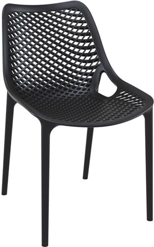 CLP XXL-Bistrostuhl Air Aus Kunststoff I Gartenstuhl Mit 44CM Sitzhöhe I Outdoor-Stuhl Mit Wabenmuster, Farbe:schwarz