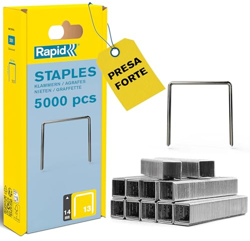 Rapid Tackerklammern Typ 13, 14 mm, 5.000 Stk. Feindrahtklammern | Galvanisierter Qualitätsstahl; präziser Anschnitt; kompatibel mit Typ 13 Tackern; für Holz, Stoffe und Leinwände; 14 mm Länge