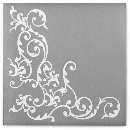 Unbekannt Servietten Hochzeit Pomp Silber Weiß, 40x40cm Silberhochzeit Deko Tischdeko 50 Stück Airlaid