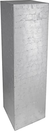 VIVANNO Podest Deko-Säule Silber Hochglanz Blumenständer Fiberglas 100 cm | Elegante Stele in 30x30x100 cm für Innen & Außen, idealer Dekoständer für Skulpturen, Schalen und Verkaufspräsentationen