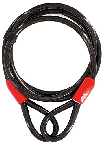 EVEREST FITNESS Schlaufenkabel 2m x 10mm- Kabelschloss schwarz - Universal Stahlseil - Drahtseil mit Ösen ummantelt - Sicherheitskabel für Fahrradschloss lang, Fahrradanhänger, Motorrad, Gartenmöbel