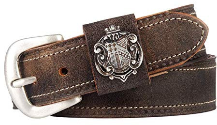 Max Töpfer Trachten Gürtel - WAPPEN - braunantik Größe 85