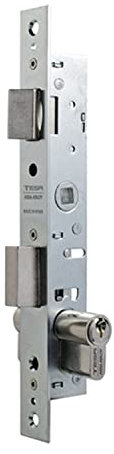Tesa Assa Abloy 220015HZ Cerradura Monopunto De Palanca Deslizante Para Perfiles Metálicos Zincado Blanco Entrada 13,5 mm 2200 Con Cilindro