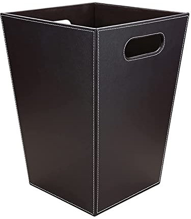 KINGFOM™ Klassisch Leder Papierkorb für Büro/Badezimmer/küche/Schlafzimmer (Platz-Braun)