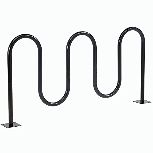 Global Industrial 68 L Wave Bike Rack, Fange Mount, 7-Bike Capacity, Powder Coated Steel, Black, Commercial Bike Rack for Stores, Parks, Schools and More