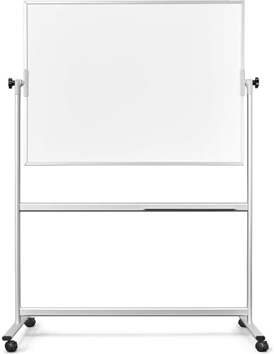 magnetoplan 1240489 Whiteboard mit Fahrgestell, speziallackierte Oberfläche, komplett mit Ablageschale für Marker und Zubehör, 1200 x 900 mm