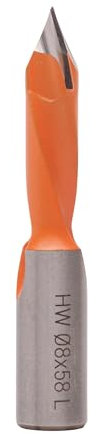 ENT 23065 Durchgangsbohrer HW, Schaft (S) 10 mm, Durchmesser (D) 8 mm, NL 27 mm, SL 24 mm, L 58 mm, Links