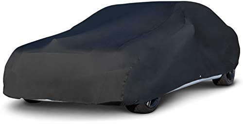 Budge Indoor Stretch Car Cover, Premium Dustproof Protection with Soft Fleece Lining, Breathable Indoor Car Cover Fits Vehicles up to 228 Inches, Black