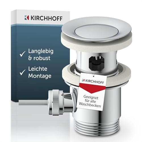 EISL KIRCHHOFF Exzentergarnitur für das Bad, Ablaufventil ohne Zugstange für das Waschbecken, 1 1/4 Stöpsel Chrom, Extentergestänge für das Waschbecken mit Überlauf, 986444013