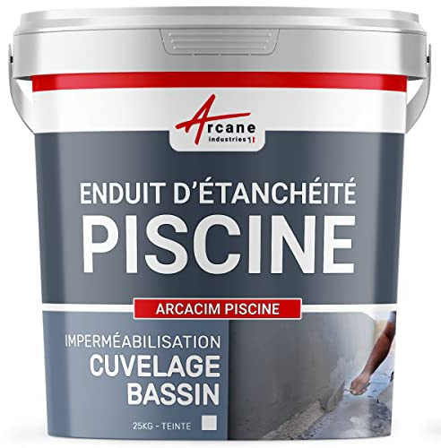 Enduit Étanchéité Hydrofuge Piscine Bassin - ARCACIM PISCINE 25 kg Blanc | Traitement Hydrofuge, Étanchéité Béton, Pierre et Supports Poreux, Résiste à la Contre-Pression - Arcane Industries