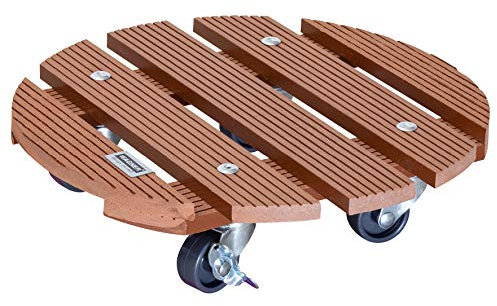 Wagner Soporte con Ruedas para Plantas WPC Ø 29 x 7,5 cm I Carrito para Flores para Uso Exterior + Interior I Wood Plastic Composite FSC®, Terracota I 2 Frenos I Carga máxima 100kg - 20053501