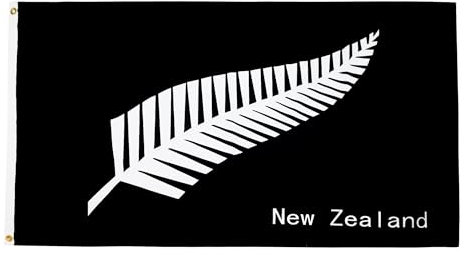 AZ FLAG - Drapeau Nouvelle-Zélande fougères - 250x150 cm - Grand Drapeau Neo-Zélandais - All Black 100% Polyester Avec Oeillets Métalliques Intégrés - Pavillon 300 g
