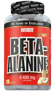 Weider - Beta Alanine - Hochdosierte Carnosin-Vorstufe für mehr Power im Training - Pre-Workout, Booster für Ausdauer und Krafttraining - 120 Kapseln