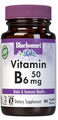Bluebonnet Nutrition Vitamin B6 50 mg, 90 Vegetable Capsules