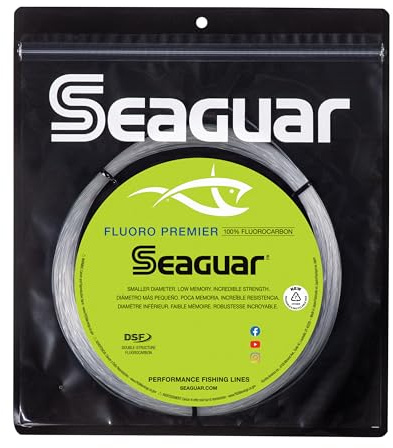 Seaguar Fluoro Premier 100% Fluorocarbon Angelschnur DSF, 90,7 kg, 22 m Bruchfestigkeit/Länge – 200FPC25