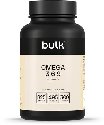 Bulk Omega-3-6-9-Kapseln, Fischöl, Leinsamenöl, Sonnenblumenöl, 1000 mg, Packung mit 90 Stück, Verpackung kann variieren