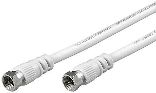 goobay SAT Antennenkabel 5m weiß, Koaxialkabel mit F-Stecker für TV und Receiver, doppelt geschirmt mit 80dB für DVB-S2 und HDTV - 50739