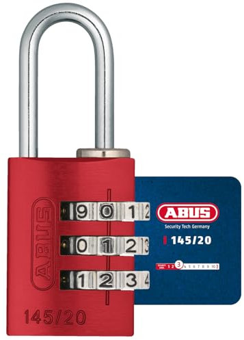 ABUS Zahlenschloss 145/20 Rot - Kofferschloss, Spindschloss u. v. m. - Aluminium-Vorhängeschloss - individuell einstellbarer Zahlencode - ABUS-Sicherheitslevel 3