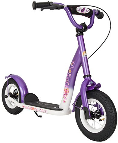 BIKESTAR Roller Kinderroller Tretroller Kickscooter mit Luftreifen für Mädchen ab 4-5 Jahre ★ 10 Zoll Classic Kinder Scooter ★ Lila & Weiß