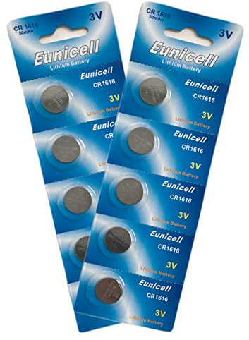 10 x Eunicell CR1616 3v Lithium Batteries