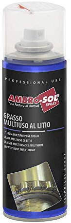 Ambro-Sol - G009 Grasso Spray Multiuso al Litio, Lubrificante per Tutti i Giorni e per Tutti gli Usi, Bomboletta Spray in Banda Stagnata 100% Riciclabile all'Infinito da 200 ml