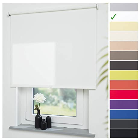 Liedeco® Rollo, Spring-, Schnapprollo / 102 x 180 cm (Breite x Höhe), weiß/lichtdurchlässig, Blickdicht/viele Farben, Größen und Typen/Breiten 60-200 cm/Variable Montage möglich